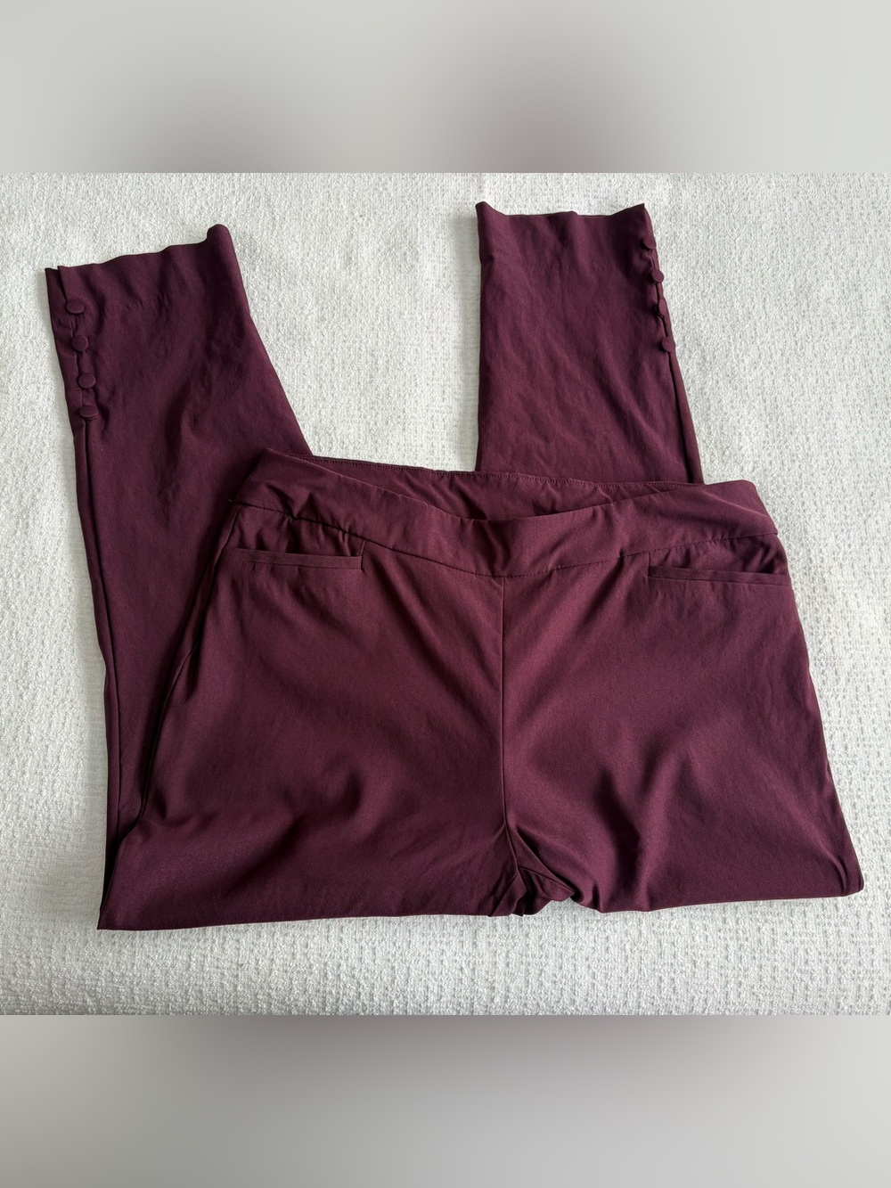Chicos plums pants with button hem detail
